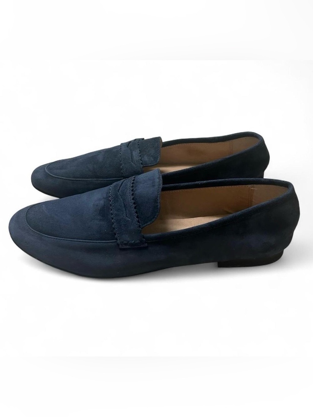 J. Jill Suede Penny Loafers Flats Women 11 Navy Blue Preppy Comfort Slip On